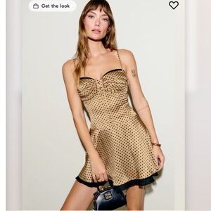 Reformation Ursula Silk Dress in Alder Dot Size 0 NWT